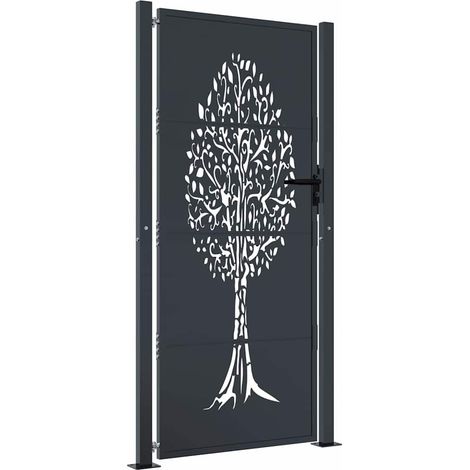 Maison Exclusive - Gartentor Anthrazit 100x200 cm Stahl Baum-Desi (1/5)