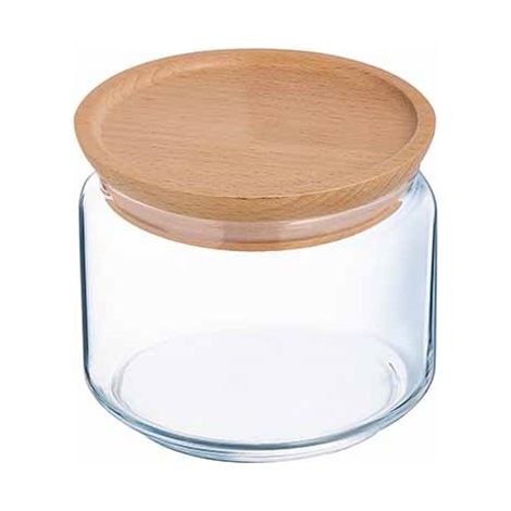Bocal en verre avec couvercle en bambou 500 g