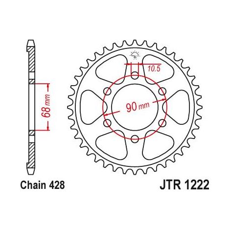 Piñón trasero de acero JT R1222.47, 428/47z para Honda CB 125 R Neo Sports Cafe ABS (1/2)