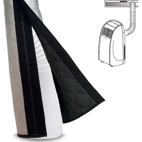 Klimaanlagenschlauchabdeckung, Klimaanlagenkanalisolierung, dreilagige Isolierabdeckung, mit 2 verstellbaren Schnallenriemen, 150 x 53 cm, Silber (1/5)