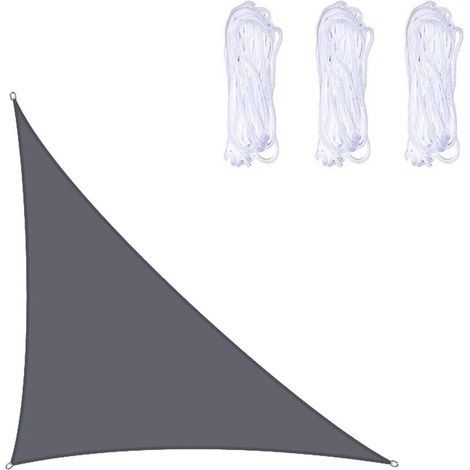 Voile d'ombrage triangulaire 4 x 4 x 5.7 m. protection UV. pour extérieur. terrasse. jardin - Gris - RAPANDA (1/4)