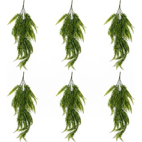 Pack of 6 x 75cm Artificial Trailing Fern Plant Hanging Faux Greenery (1/5)