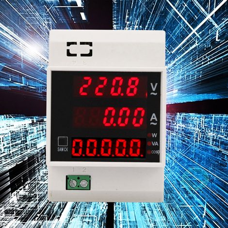 Compteur d'énergie numérique sur rail DIN, LED, facteur de puissance actif, multifonctionnel (1/5)