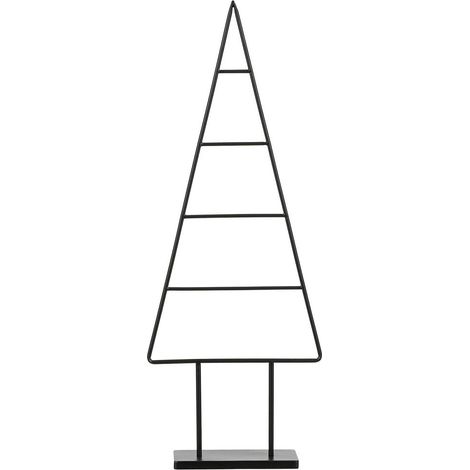 Sapin de Noël Décoratif en Métal Noir avec Socle Stable à 5 Niveaux 34 x 12 x 90 cm - PANGIVO (1/3)