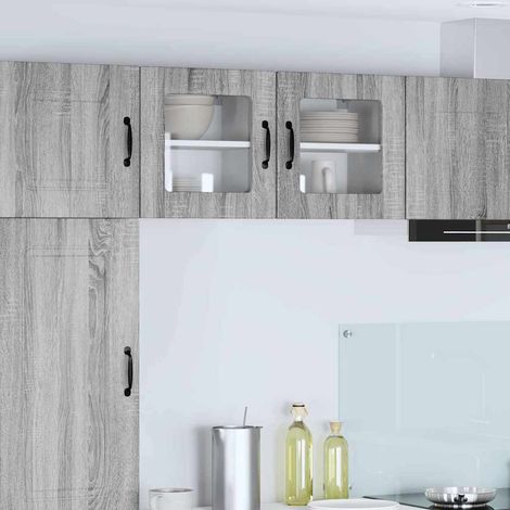 Wall Glass Cabinet LUCCA Grey Sonoma 40 x 31 x 40 cm vidaXL