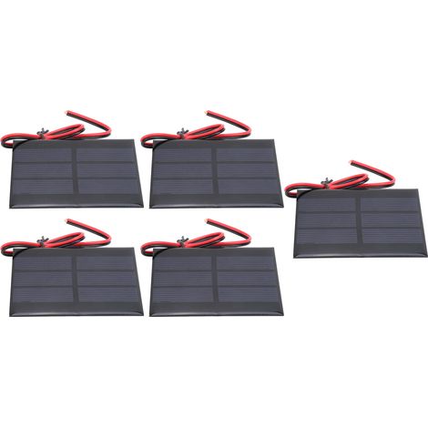5 Stück Mini-Solarpanel-Batteriezellen-Platinenmodul mit 30 cm Kabel, 60 x 80 x 3 mm, DC 0,65 W, 1,5 V (1/5)
