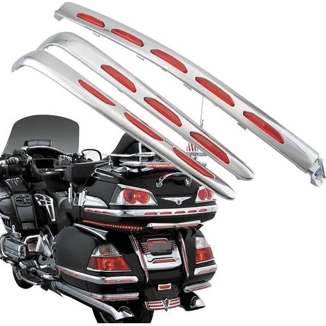 Modification moto : Pièces décoratives électroplaquées pour le top case arrière  garniture rouge électrique pour le coffre  compatible avec Gold Wing GL1800 (06-11). (1/5)