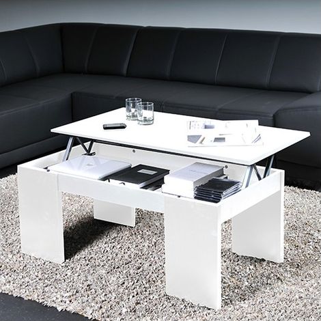 Couchtisch Klapptisch NEWTON 100x50cm / Weiß/ 100x50x43 cm