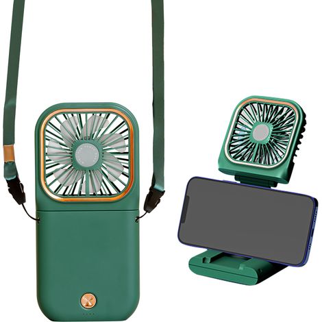 Ventilador personal 3 en 1 con batería y soporte para teléfono, 3 velocidades, plegable (para oficina, hogar, viajes). (1/5)