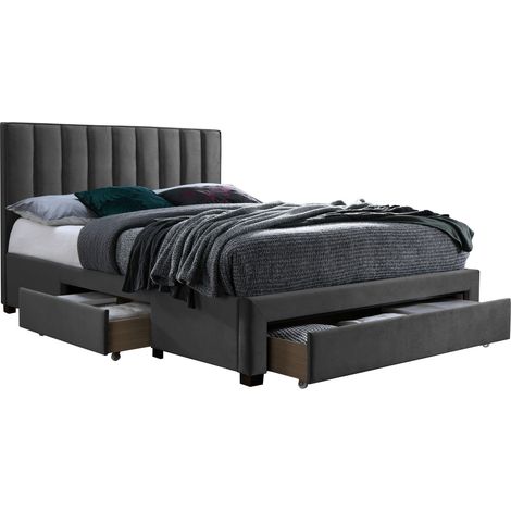 Cama Houston Fides, Gris, Doble, 140x200, Tapiz, Somieres, 145x214x111cm (1/5)
