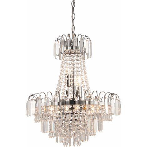 Endon Amadis - Luminaire suspendu à 6 ampoules au fini chrome, perles de verre à facettes claires, E14 (1/5)