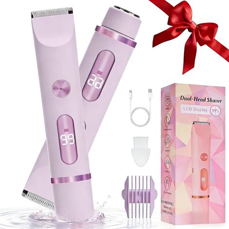 Rasoir Electrique Femme, Rasoir Electrique Feminin IPX6 Étanche Rasoir, zone Intime Sec/Humide pour Bikini, Aisselles, Bras, Visage et nez (Violet) (1/5)