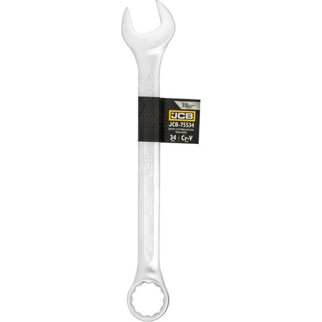 Llave combinada JCB 6 mm, acero Cr-V, acabado satinado, alta calidad, resistente a la corrosión y daños mecánicos, ideal para trabajos con conexiones roscadas desgastadas.