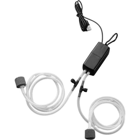 Pompe à oxygène USB pour Aquarium, Portable, silencieuse, Double sortie, Mini Air de pêche pour Aquarium domestique, noir (1/5)