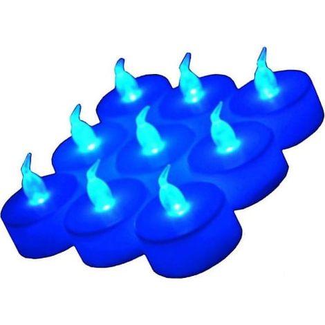 Lot de 24 bougies LED scintillantes sans flamme, bleues, chaleur réaliste, idéales pour décoration et ambiance. (1/5)