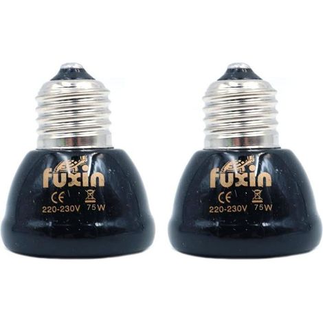 Ampoule chauffante en céramique Lot de 2 Culot E27 50 W Infrarouge lointain Pour reptiles et animaux (1/5)