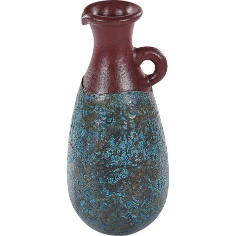 Vaso in terracotta blu marrone 40 cm realizzato a mano Velia
