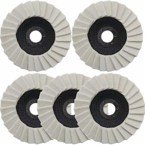 Betterlife Polierpads aus Wollfilz (5er-Pack), 125 mm gerilltes Schleifpapier, geeignet für Edelstahl, Glas, Metall, Aluminium und Winkelschleifer. (1/5)