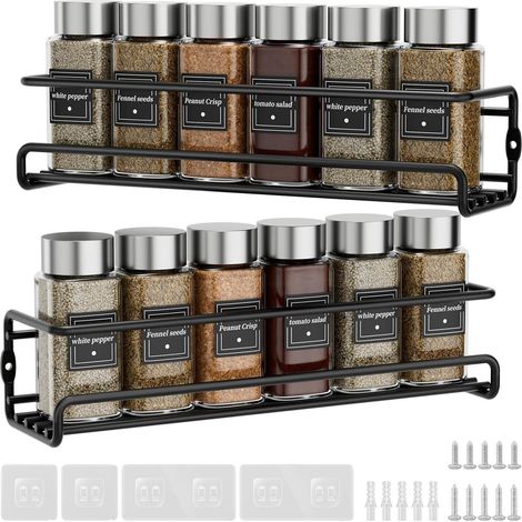 Gewürzregal Wand Set Organizer Selbstklebend Schrauben Metall (1/5)