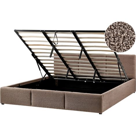 Ottoman Bed Boucle BOUSSE 180 x 200 cm (EU Super King) Taupe (1/5)