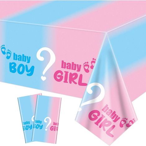 2x Tischdecke Gender Reveal Party Deko 130x220cm Rosa Blau