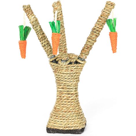 1 pcs Jouet pour chat, Accessoire à mâcher forme carotte, Corde de chanvre naturelle, Pour chat lapin hamster (1/5)