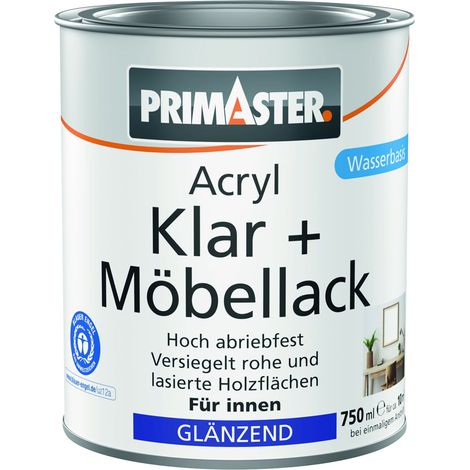 Primaster Acryl Klar + Möbellack 750 ml farblos glänzend Lack
