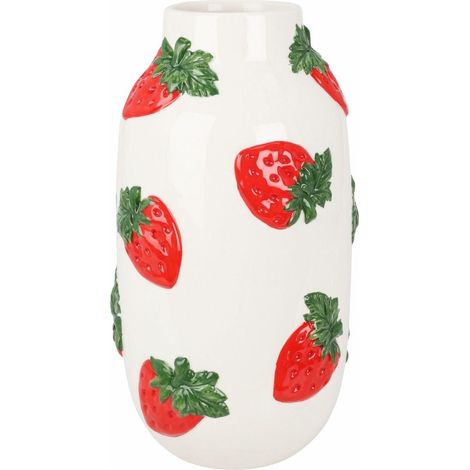 Dekorative Keramikvase mit Erdbeermotiv, 29 cm