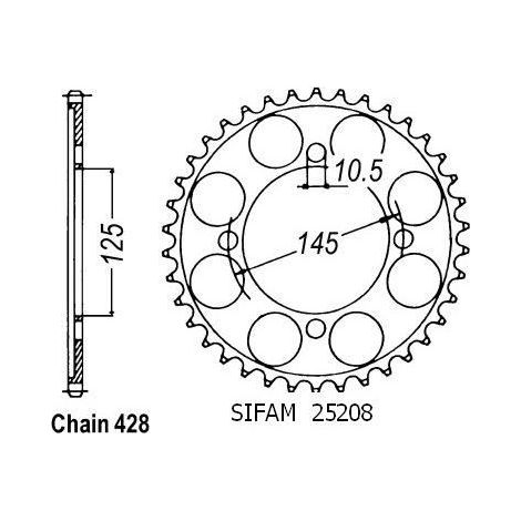 Couronne de transmission Esjot pour Moto Yamaha 125 Xvs Drag Star