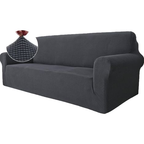 Housse canapé 3 places avec accoudoirs protection chat chiens griffures gris (1/5)