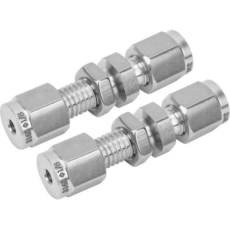 2 connecteurs de cloison en acier inoxydable 316 à double virole avec plaque d'usure, joint de raccord Ф1/8 (1/5)