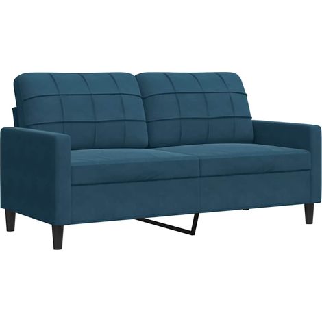 Canapé Sofa à 2 places Bleu 140 cm Velours (1/5)