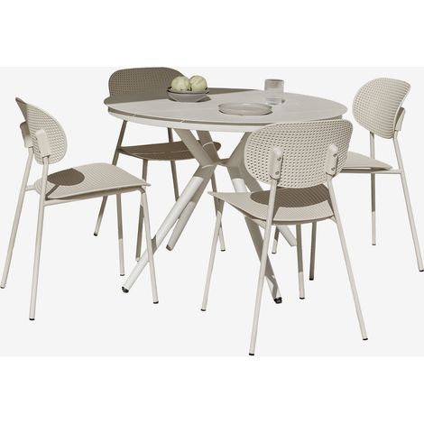 Set tavolo rotondo in alluminio Valerie (Ø100 cm) e 4 sedie da giardino Tupah SKLUM (1/5)