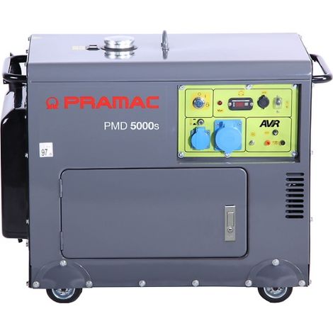 Ge'ne'rateur de courant mod Pmd 5000S diesel alimentation puissance max W 4950 re'servoir 16 l autonomie 12 h 72 DB cm 92 x 52 x 70 h