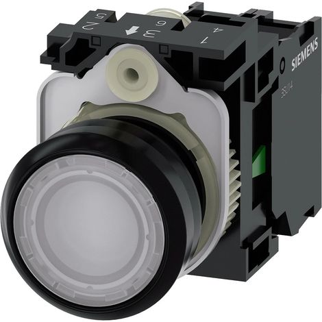 Siemens Pulsador, iluminado, 22mm, redondo, Plástico, blanco, 1NA, AC/DC 24V, 3SU11020AB601BA0