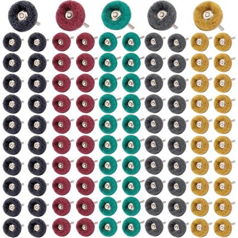 Lot de 100 Meules de Meulage et Polissage 25 mm, Tige 3,2 mm, Pour Outil Rotatif (Dremel), Accessoires Abrasifs Universels (1/5)