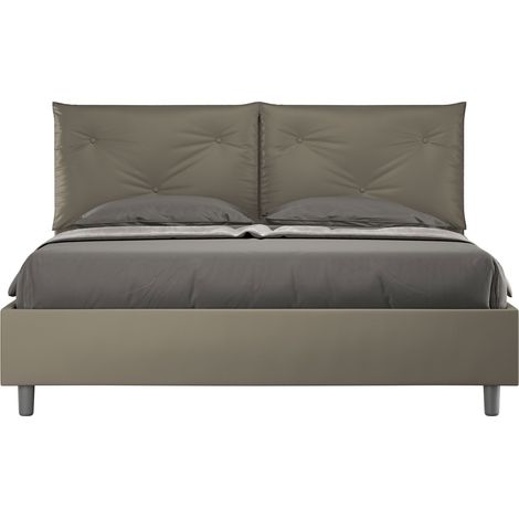 Letto matrimoniale contenitore doppia alzata imbottito 160x190 similpelle cappuccino Appia (1/5)