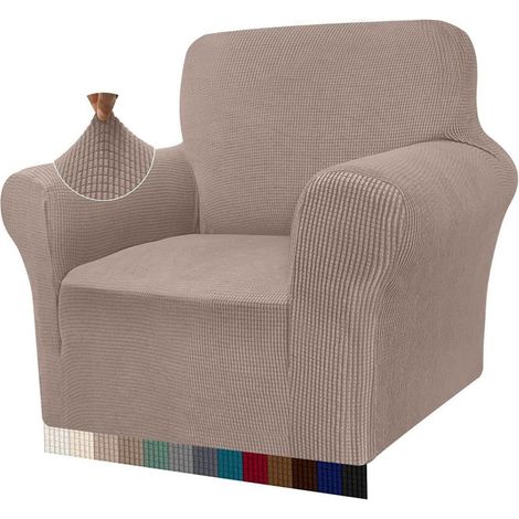 Sofabezug Stretch Jacquard Wohnzimmer Haustiere 1 Sitzer Sand (1/5)