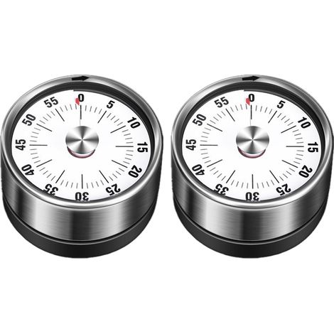 Minuteur de cuisine, horloge de chef avec alarme sonore puissante, mécanique - dos magnétique, sans piles, boîtier mat élégant (1/5)
