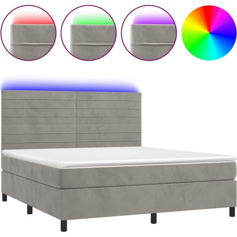 Maison Exclusive - Letto a Molle Materasso e LED Grigio Chiaro 180x200 cm Velluto (1/5)