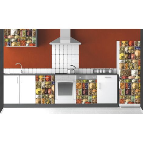 Sticker mural 3D pour réfrigérateur, composition d'épices marocaines, 59,5 cm X 180 cm, déco superbe (1/2)