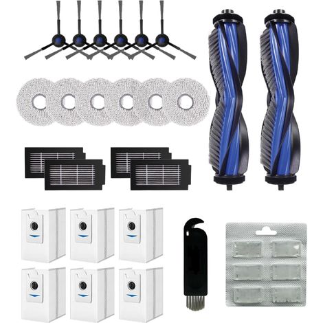24 Stück Zubehör-Set Passend für Ecovacs Deebot T50 Omni/T50 Pro Omni, 1 Hauptbürste, 4 Filter, 6 Seitenbürsten, 6 Staubbeutel, 6 Wischtücher (1/5)