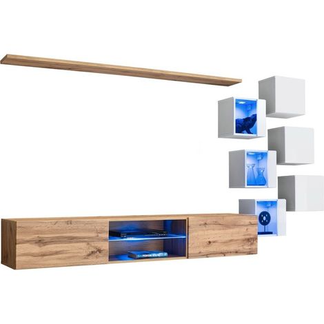 Set di mobili da salotto SWITCH XXI design, colore quercia e bianco.