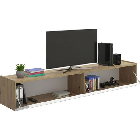 Mueble para TV Bigfork, un estante, 2 puertas, 2 compartimentos, 35x180x29h cm Blanco