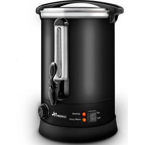 TRESKO® Glühweinkocher Schwarz 20L / 2500W Einkochautomat aus Edelstahl Glühweinkessel Glühweinautomat Heißgetränkeautomat Heißwasserspender
