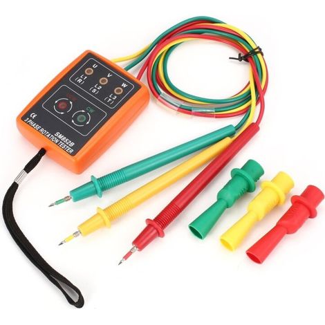 Testeur d'indicateur rotatif pour détecteurs de métaux : testeur de phase, appareil de mesure de champ rotatif, 60 V CA à 600 V CA, pince ampèremétrique rotative triphasée (1/5)