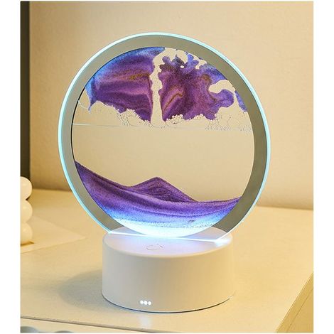 Photos de sable à tourner avec lumière LED, sable fin, art de sable en mer profonde, art de sable en mouvement, lampe de table 3D, peinture à sable fluide, image de sable dynamique 16x9.5x19cm-D (1/4)