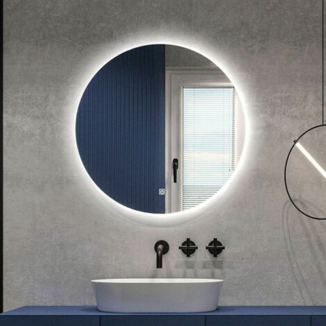 royaluxe -Miroir grossissant, Miroir rond led Lumineuse LED Miroir de maquillage avec capteur tactile,Lumière tricolore, 40x40cm (1/5)