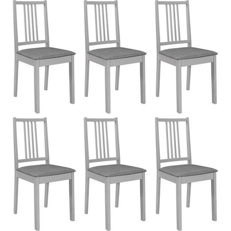 Sillas de comedor con cojines madera maciza gris 6 unidades vidaXL (1/5)