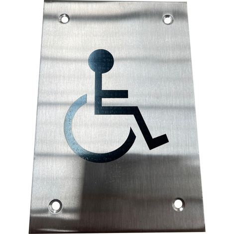 Placa baño minusválidos 15x10cm acero inoxidable rectangular